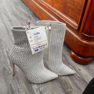 Silver sequin booties